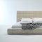 Dove Grey Tufted Fabric Modern Bed w/Oversized Headboard