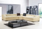 8021 Sectional Sofa in Light Beige Full Leather by ESF