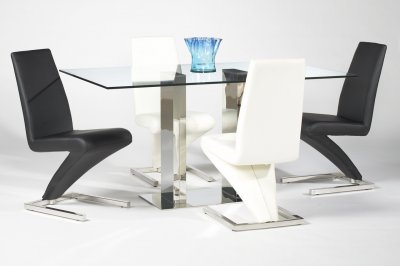 Rectangular Glass Top Modern Dining Table w/Optional Side Chairs