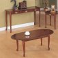 Cherry Wood Finish Traditional Classic 3PC Coffee Table Set