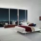 White Lacquer Modern Platform Bed w/Built-In Night Stands