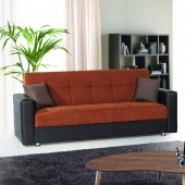 Lego Sofa Bed in Brown Microfiber by Rain w/Optional Items