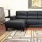 Black Leather Contemporary L-Shaped Sofa Sectional w/High Back