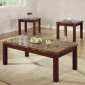 Marble-Like Top & Dark Oak Finish Modern 3Pc Coffee Table Set