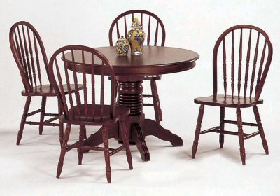 Cherry Finish Traditional 5 Pc Dining Set w/Round Top