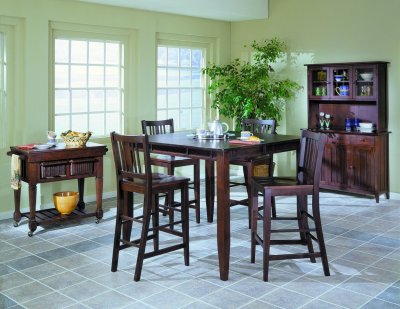 Warm Espresso Finish Modern Pub Dining Table w/Optional Chairs