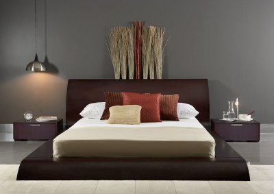 Wenge Finish Modern 3Pc Bedroom Set w/Queen Size Platform Bed