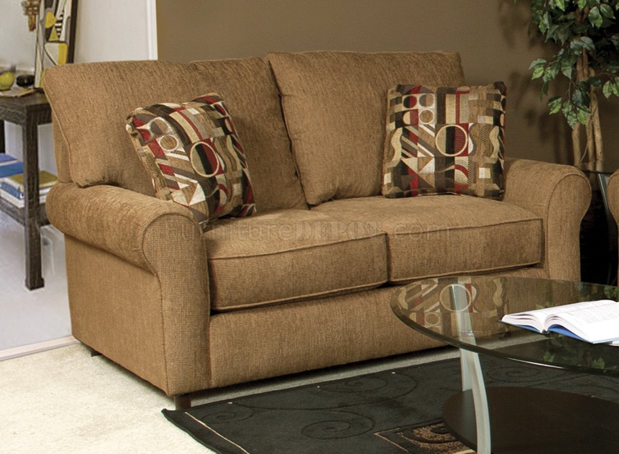 Mocha Fabric Modern Sofa  Loveseat Set w Optional Recliner