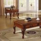Walnut Traditional 3Pc Coffee Table w/Leather Like Antique Top