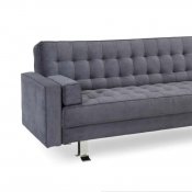 Charcoal Microfiber Modern Sofa Bed Convertible w/Metal Legs