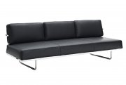 Charles Convertible Sofa in Black Leather by Modway