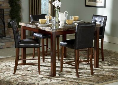 Height Dining Room Table on Cherry Transitional Counter Height Dining Table W Faux Marble At