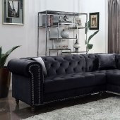 Adnelis Sectional Sofa 57320 in Black Velvet by Acme