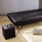 Black Leather Like Finish Contemporary Sofa Bed w/Chrome Legs