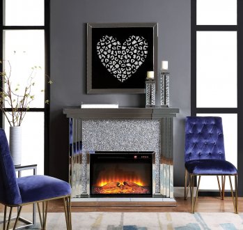 Noralie Electric Fireplace 90455 in Mirror by Acme