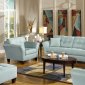 Light Blue Fabric Modern Sofa & Loveseat Set w/Wood Legs