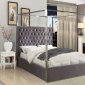 Porter Upholstered Bed in Grey Velvet Fabric by Meridian
