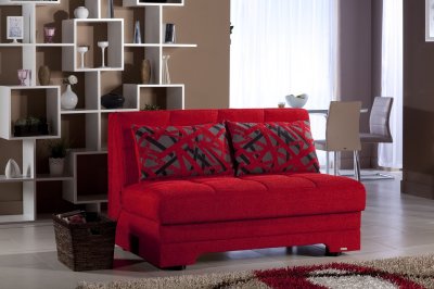Twist Story Red Loveseat Sleeper in Fabric by Istikbal
