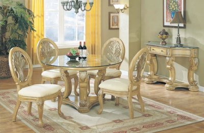 Antique White Office Furniture on Antique White Finish Contemporary Dinette With Pedestal Base At