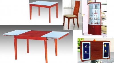 Contemporary Dining Room Tables on Cherry Finish Contemporary Dining Room W Frosted Glass Top Table At
