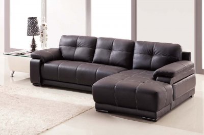 Lucy Sectional Sofa in Dark Brown Bonded Leather
