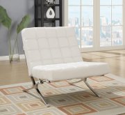 U6293 Accent Chair Set of 2 in White Bonded Leather by Global