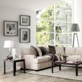 Alisa Sectional SM3079 in Ivory Chenille Fabric w/Options