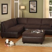 Chocolate Brown 4Pc Sectional Sofa w/Faux Leather Base