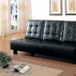 Black Vinyl Leather Modern Sofa Bed Convertible w/Table Top