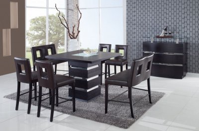 DG072BT Dining Table in Wenge by Global w/Brown Chairs & Options