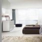 Brown Finish Modern Bed w/Optional White Casegoods