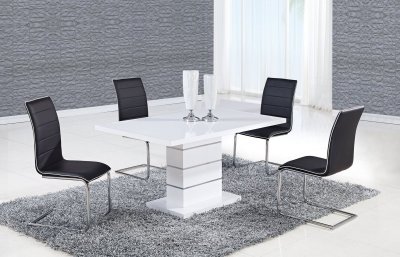 D470DT Dining Set 5Pc w/490DC Black Chairs by Global Furniture