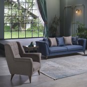 Selegno Melson Navy Sofa Bed in Fabric by Istikbal w/Options