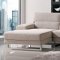 Beige Fabric L-Shape Modern Sectional Sofa w/Metal Legs