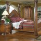 Warm Cherry Finish Royal Post Canopy Bed w/Optional Case Pieces
