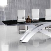 8420DT Dining Table w/Black Glass Top by ESF