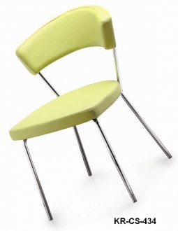 Set of 4 Green Bicast Modern Dining Chairs w/Chromed Frame
