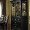 Black Finish Contemporary Dining Room w/Shiny Silver Hardware