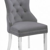 Casanova Dining Chair Set of 2 in Gray Velvet
