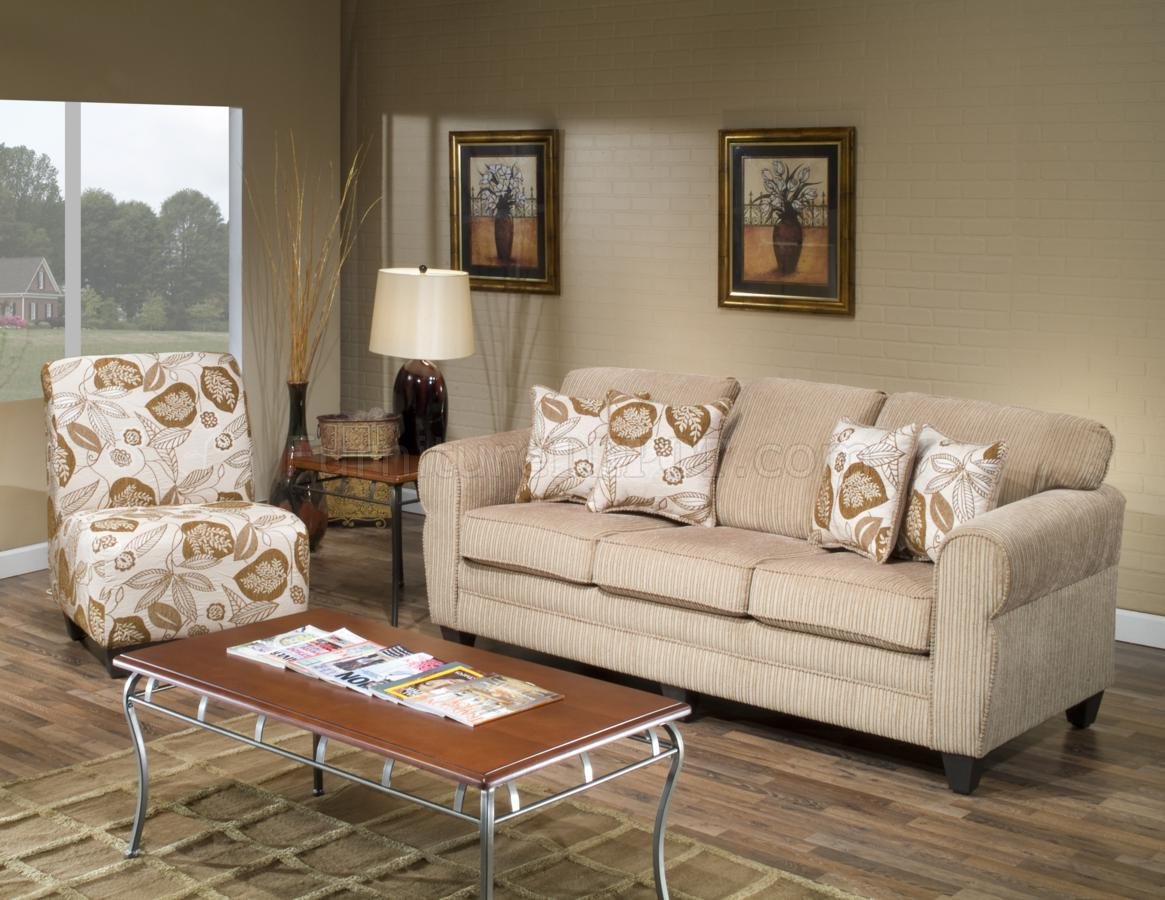 Beige Fabric Modern Sofa and Accent Chair Set w/Options