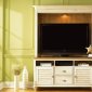 Bisque with Natural Pine Finish Contemporary Entertainment Unit