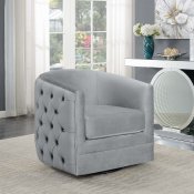 904087 Set of 2 Swivel Accent Chairs in Grey Velvet by Coaster