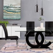 D2207DT Dining Table Black by Global w/D915DC Black Chairs
