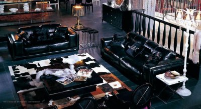 Black Full Leather Modern Elegant 3Pc Sofa, Loveseat & Chair Set