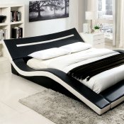 Zelina CM7125 Platform Bed in Black & White Leatherette