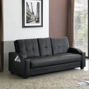 Black Leatherette Modern Convertible Sofa Bed