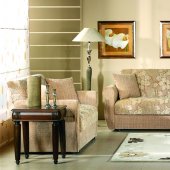 Contemporary Two-Tone Fabric Living Room w/Storage Sleeper Sofa