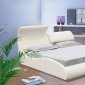 White Leatherette Contemporary Bed w/Adjustable Flap Headboard