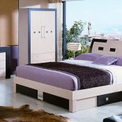 Two-Tone Beige & Wenge Matte Finish Modern Bed