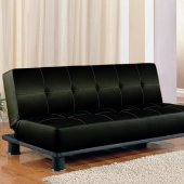 Black Faux Leather Modern Elegant Convertible Sofa Bed